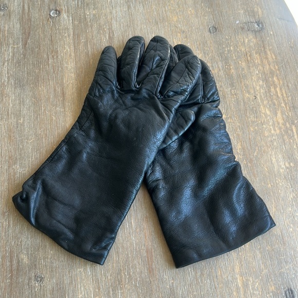 Made in Italy Black Leather Gloves Women’s Size 7.5 - Picture 10 of 12